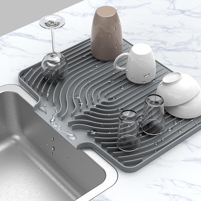 Silicone Drying Mat for Kitchen Counter, Dish Drying Rack Matt by JOOKKI