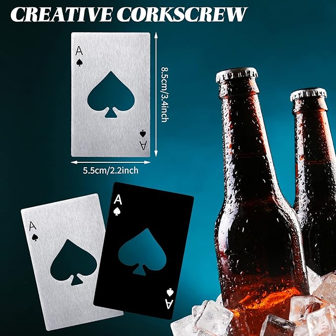 Chumia Poker Card Bottle Openers Stainless Steel Poker Card Beer Ace Bottle Cap - Image 2