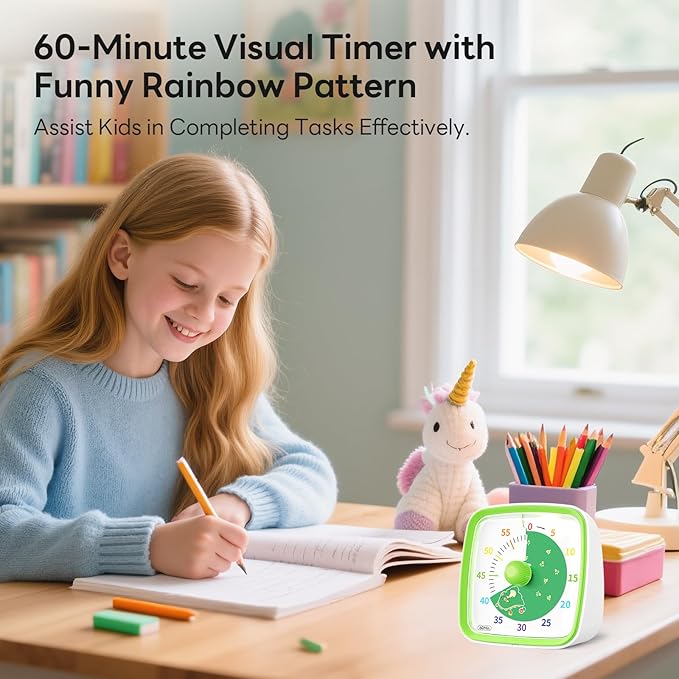 Yunbaoit Visual Timer with Night Light, 60-Minute Dinosaur Countdown Timer - Image 2