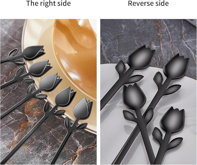 Black Small Coffee Spoon Holder Set, Swan Base - Image 7