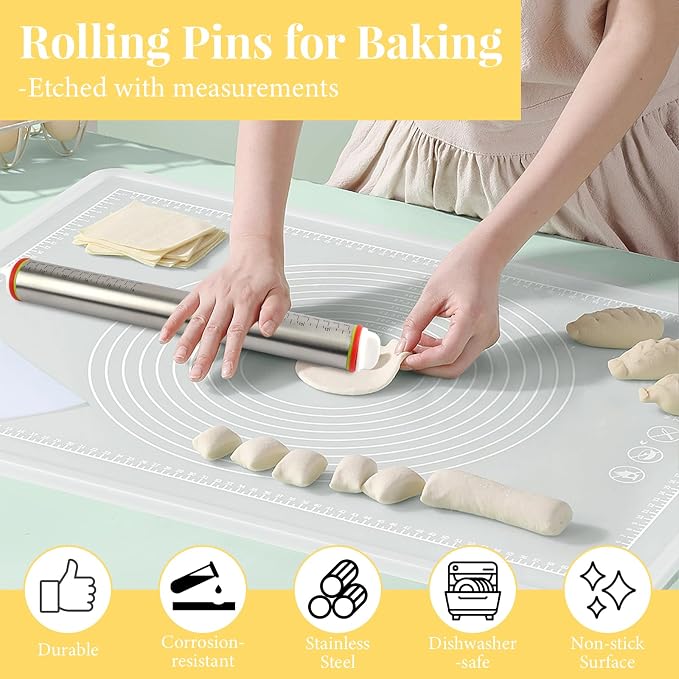 Adjustable Rolling Pin with 4 Thickness Rings - Image 5