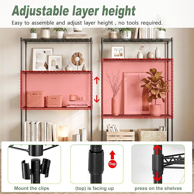 BestOffice 4-Tier Wire Shelving Unit, 1000 LBS Heavy Duty Metal Storage Shelves - Image 4