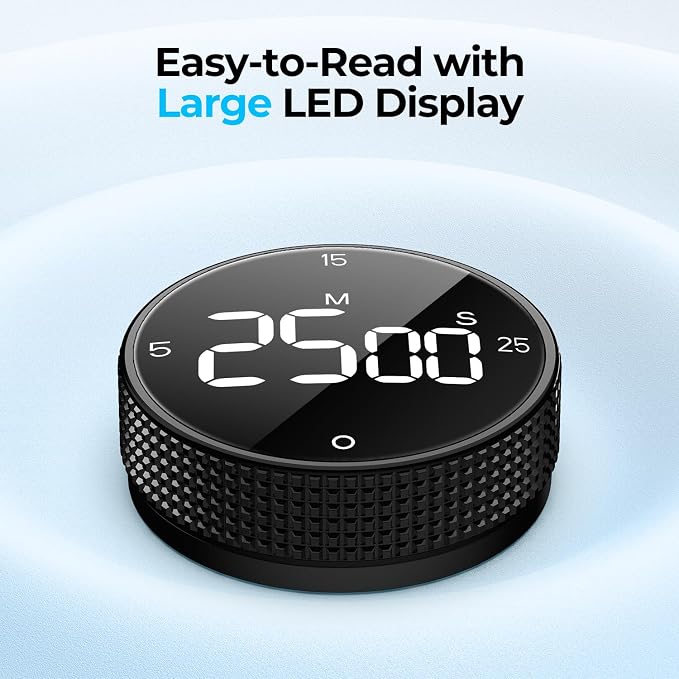 Digital Kitchen Timer, Large Display Magnetic Countdown Countup Timer, 3 Preset - Image 3