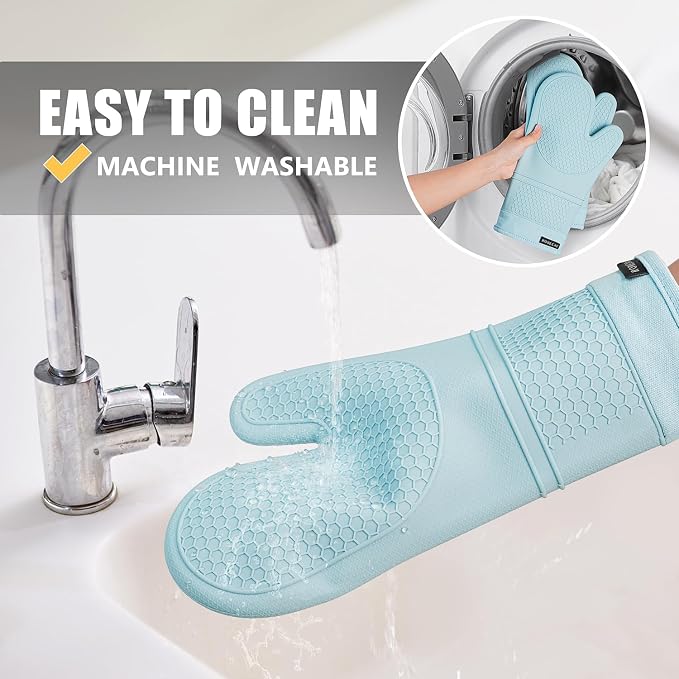 Rorecay 6pcs Oven Mitts and Pot Holders Sets, Extra Long Silicone Oven Gloves - Image 6