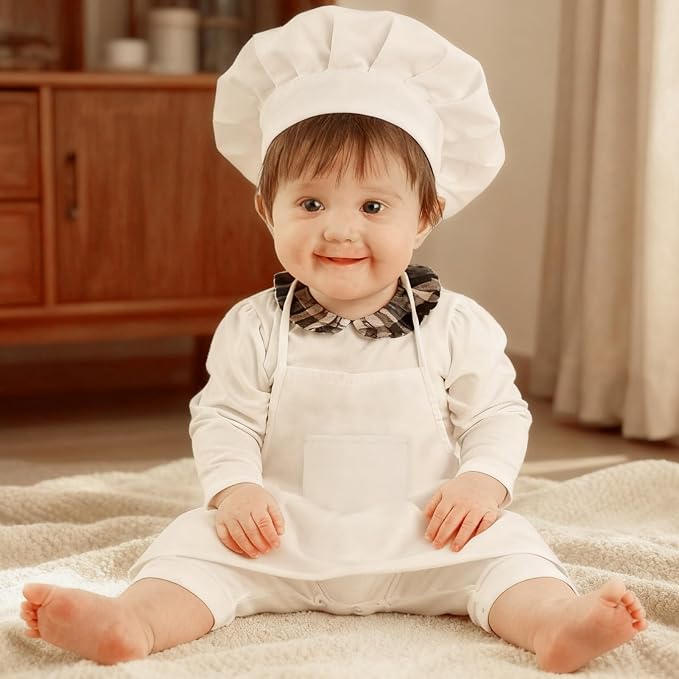 2PCS Baby Chef Outfit Set, Baby Apron and Chef Hat - Image 7