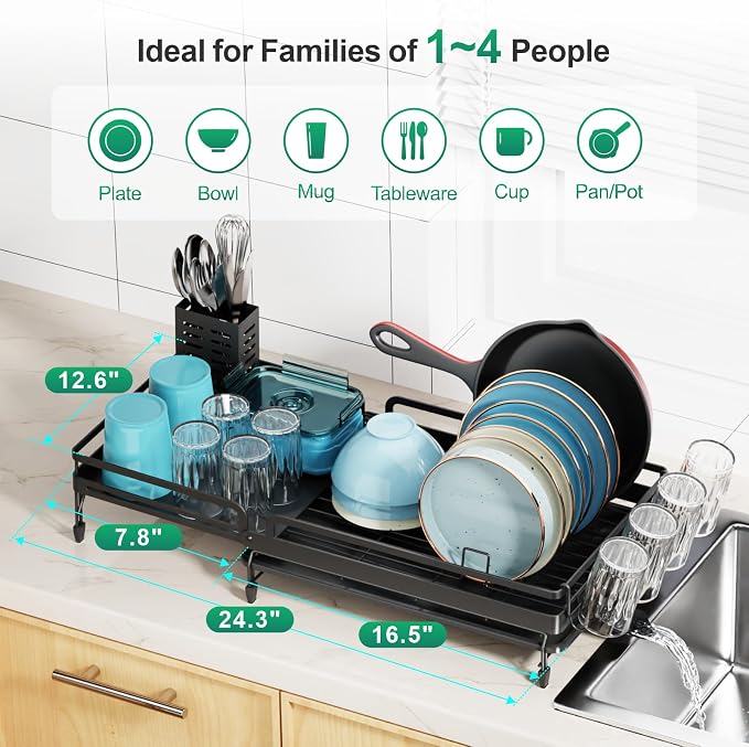 GSlife Large Expandable Dish Drying Rack - Image 2