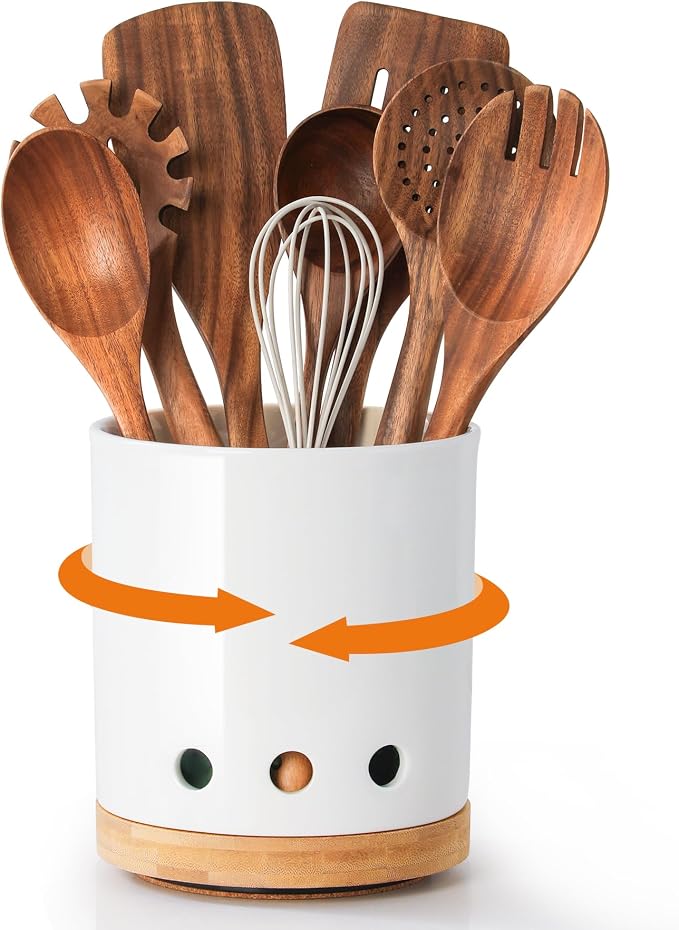 LoeJan 7.3“ 360° Rotating Ceramic Utensil Holder - Image 9