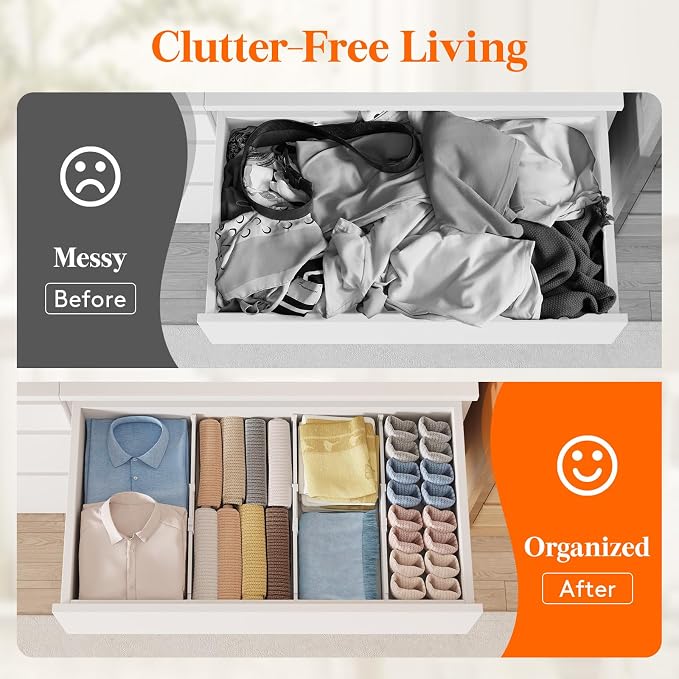 Lifewit 4" Tall 5 Pack Drawer Dividers, 35-56.5cm/13.8-22.2" Expandable Drawer - Image 8
