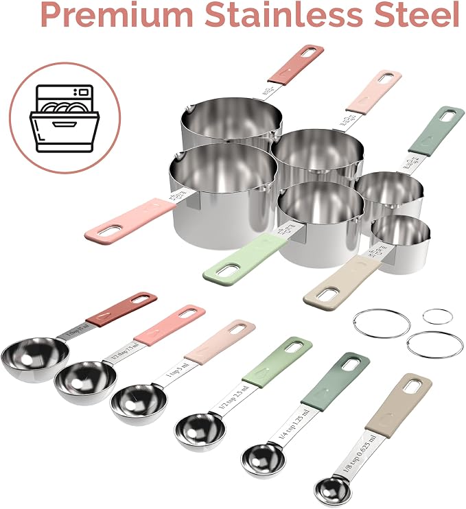CuttleLab 22-Piece Stainless Steel Measuring Cups and Spoons Set, Tad Dash - Image 8
