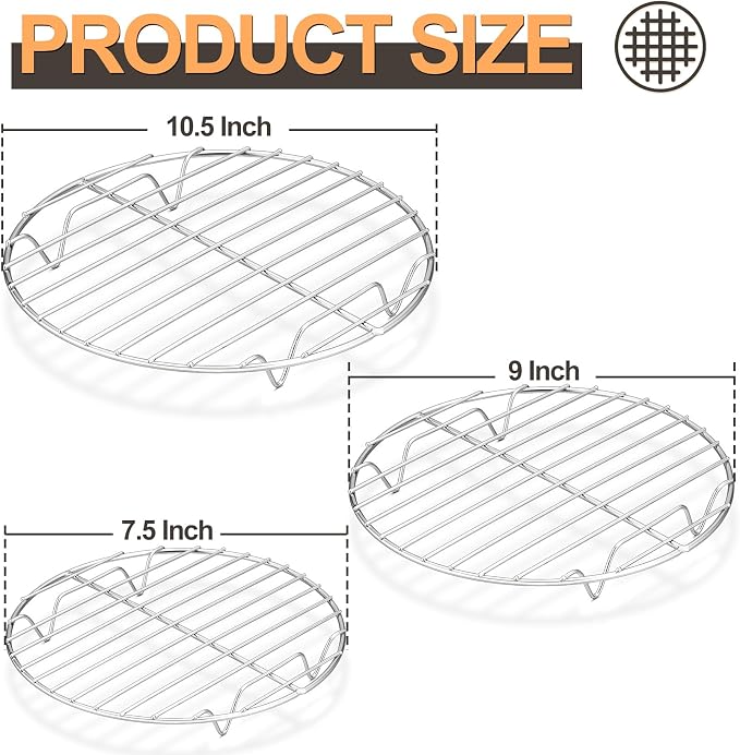 P&P CHEF Round Cooking Rack, Fits Air Fryer/Stockpot/Pressure Cooker/Round Cake - Image 2
