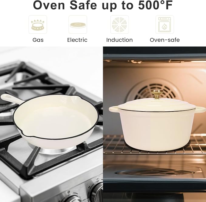 QuliMetal Enameled Cast Iron Cookware Set, 5-Piece – 2.3QT Dutch Oven, 4.7QT - Image 3