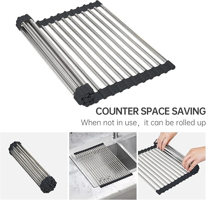 CHIRISEN Expandable Large Roll Up Dish Drying Rack, Foldable Over The Sink Dish - Image 5