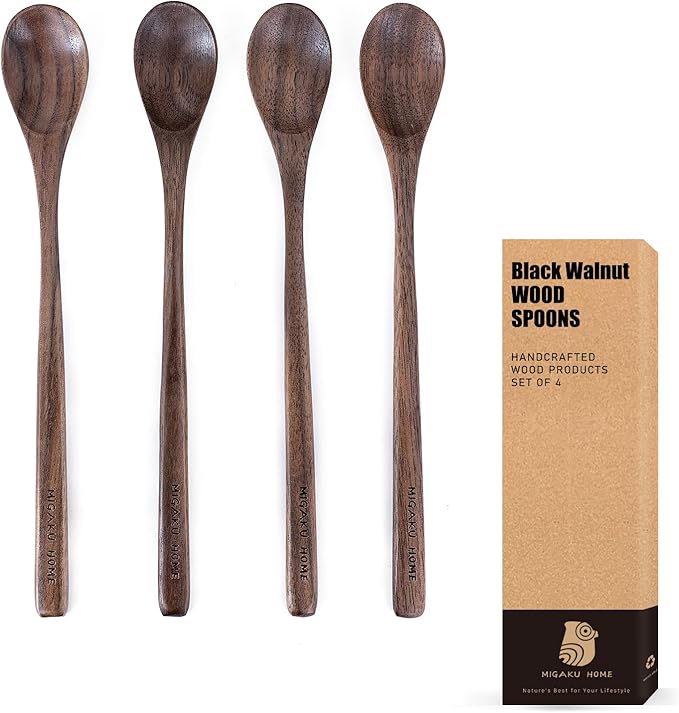 Black Walnut Wood Coffee Spoons, Long Spoon by MIGAKUHOME