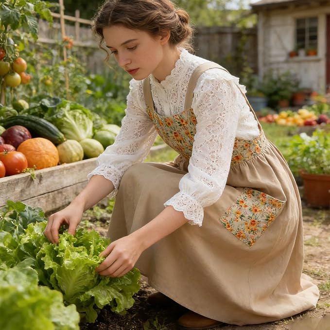 Uaussi Cotton Linen Apron Cross Back Work Apron - Image 6