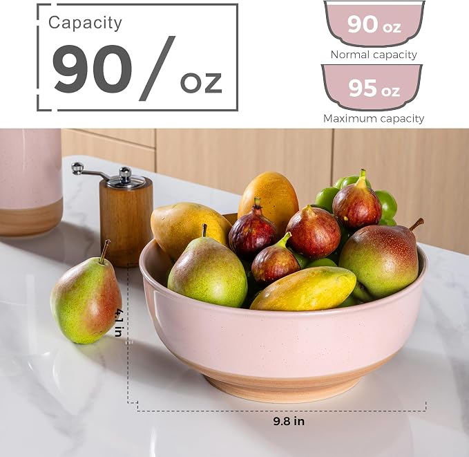 AmorArc 9.8’’ Ceramic Serving Bowls, 90 OZ Extra Large Salad Bowls Set of 2 - Image 2