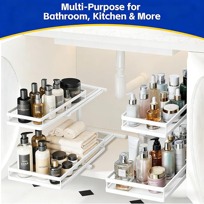Under Sink Organizer, Dual-Rail Ball-Bearing, Under Kitchen Sink Organizer - Image 7