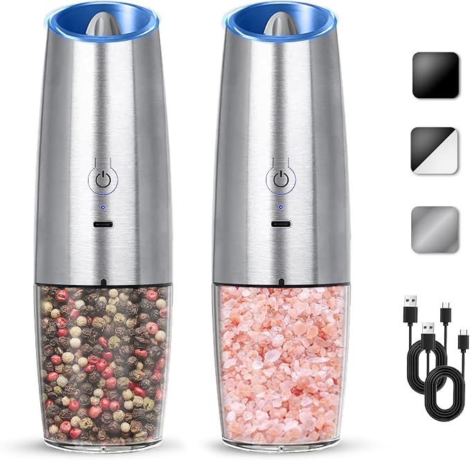 Rechargeable Electric Salt And Pepper Grinder Set, Automatic Gravity Electric by KIARYUOLL