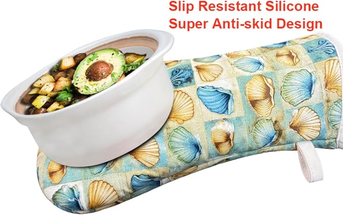 Oven Mitts Gloves 1 Pair Heat Resistant 480 ℉ Non Slip Clear Silicone Printed - Image 6