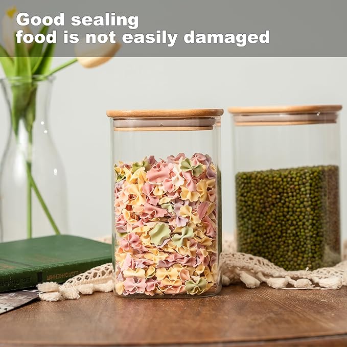 50oz Glass Food Storage Jars Set of 6, Glass Storage Containers Clear Glass - Image 7