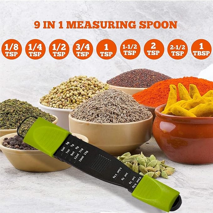 Sliding Adjustable Measuring Spoon – 9-in-1 All-in-One, 1/8 TSP to 1 TBSP - Image 2