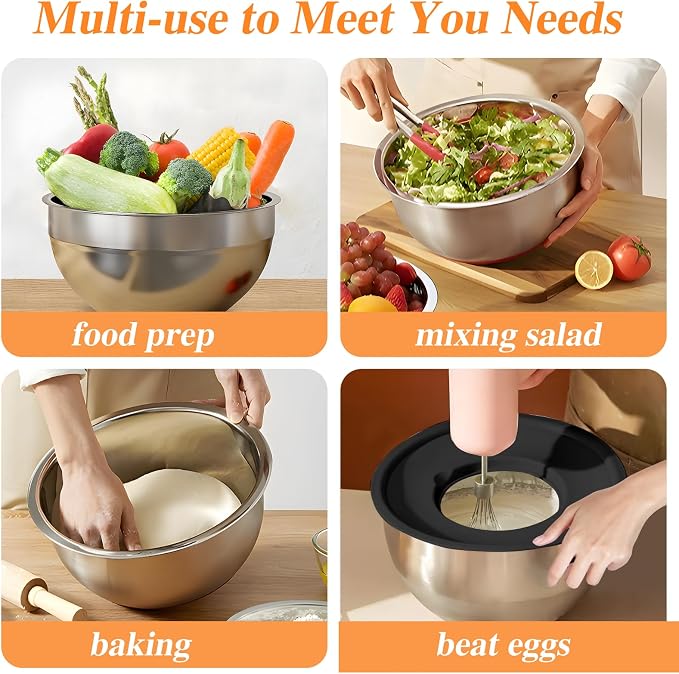 Mixing Bowls with Lids Set, Kitchen Food Storage Organizers Nesting Mixing Bowl - Image 5