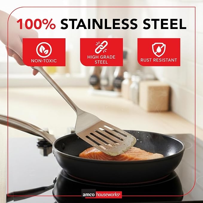Amco 5 Piece Stainless Steel Cooking Utensil Set - Image 5