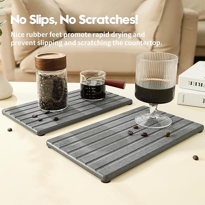 Razborci 2PCS Water Absorbing Stone Drying Tray Mat - Image 6