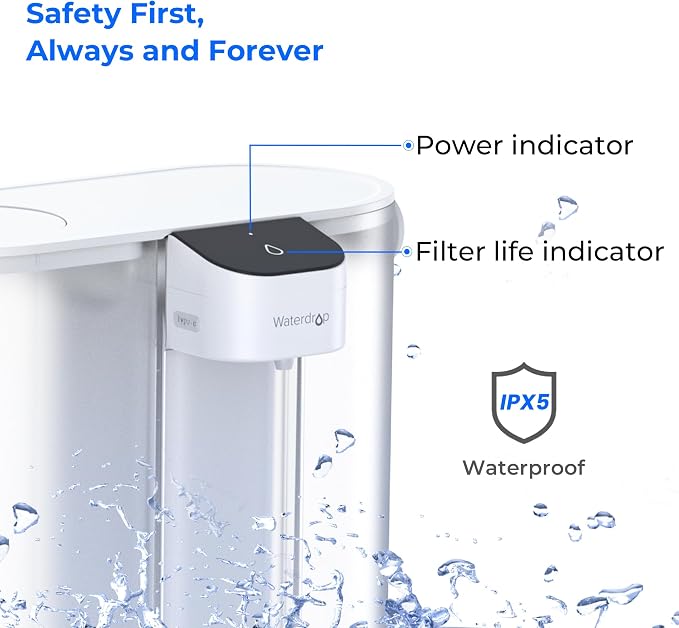 Waterdrop ED02W Compact Electric Water Filter Pitcher, 200-Gallon Rechargeable - Image 9