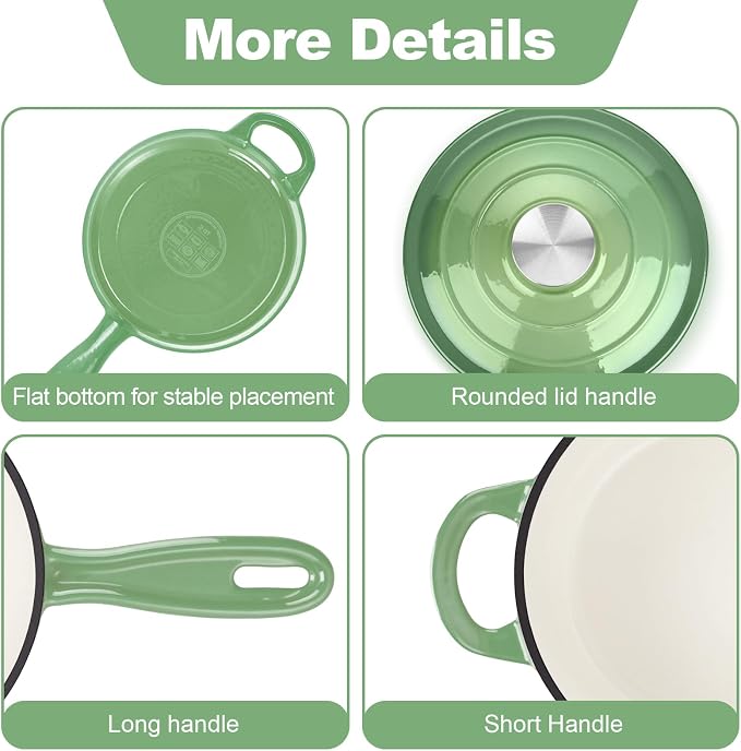 HaSteeL 1 QT Cast Iron Saucepan, Mini Enamel dutch oven - Image 6