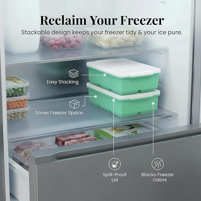 KitchFort Large Silicone Ice Cube Tray, Easy Release 2" Big Ice Cubes - Image 5