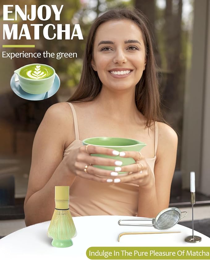 Vaiheng Matcha Whisk Set with Matcha Bowl, Matcha Whisk Holder Matcha Bamboo - Image 5