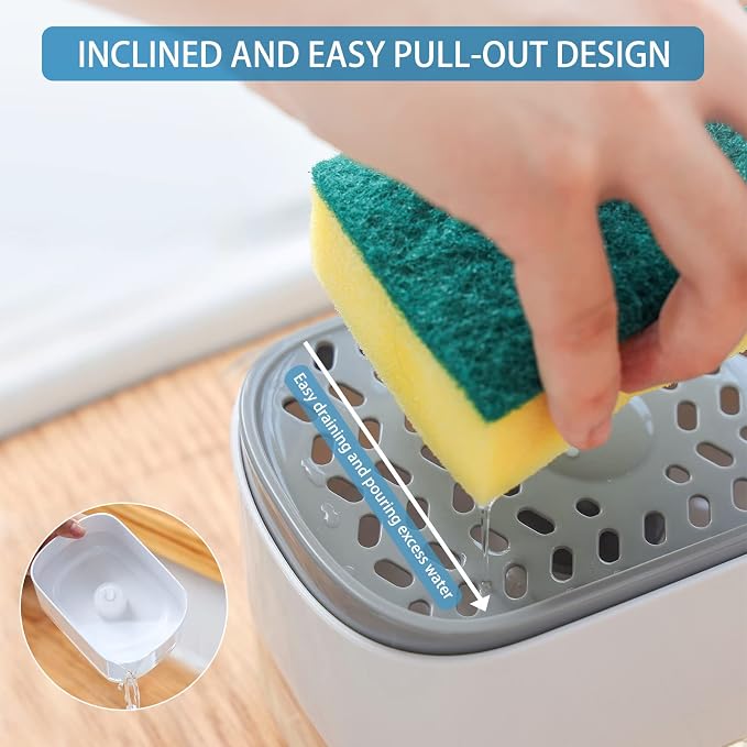 RUFCRIL Soap Pump Dispenser and Sponge Holder, 12oz / 350ml Dish Soap Dispenser - Image 5