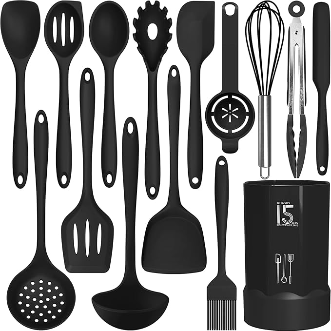 AOTHOD Silicone Cooking Utensils Set by Safeandsuitableforuse