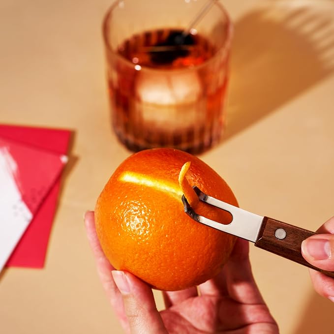 Viski Channel Knife, Citrus Zester and Orange Peeler Tool, Walnut Wood and - Image 5