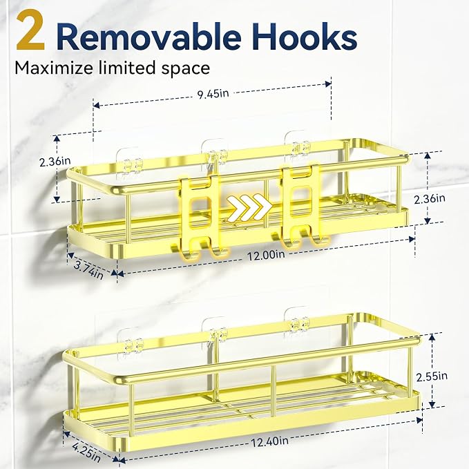 YASONIC Shower Caddy Adhesive, No Drill Bathroom Shower Organizers, - Image 5