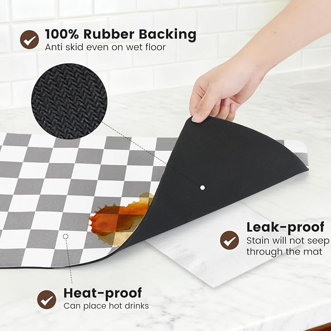 16" x 24" Checkered Dish Drying Mat - Image 4