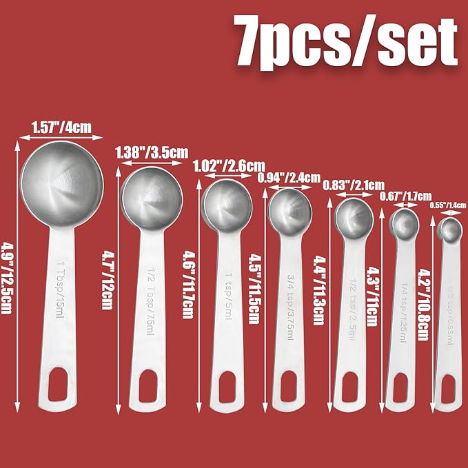 Luomorgo 7 Pcs/Set Measuring Spoons Set, Stainless Steel Measuring Spoons & - Image 2