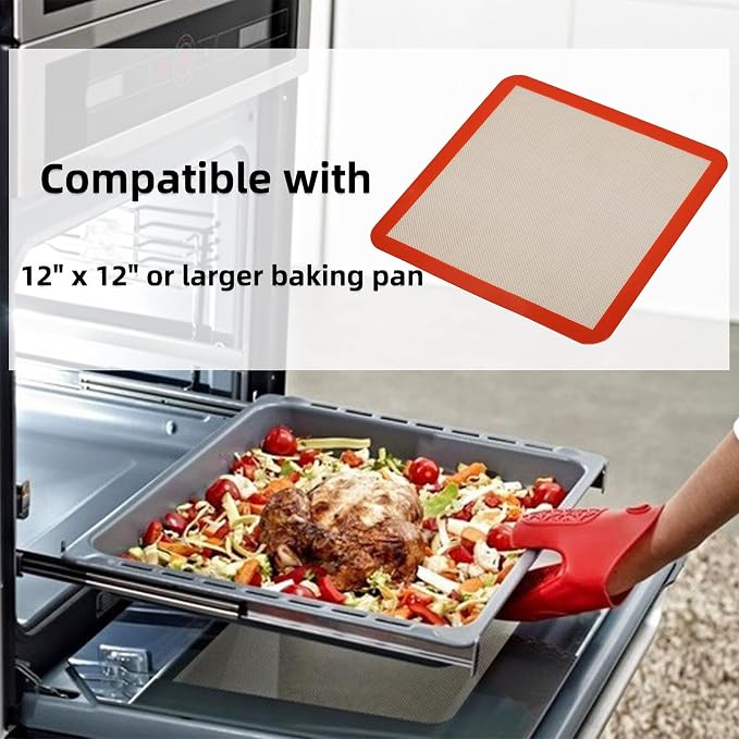 Square Silicone Baking Mats for 12 Inch Cake Pan/12x12 Cheesecake Pan/Toaster - Image 6