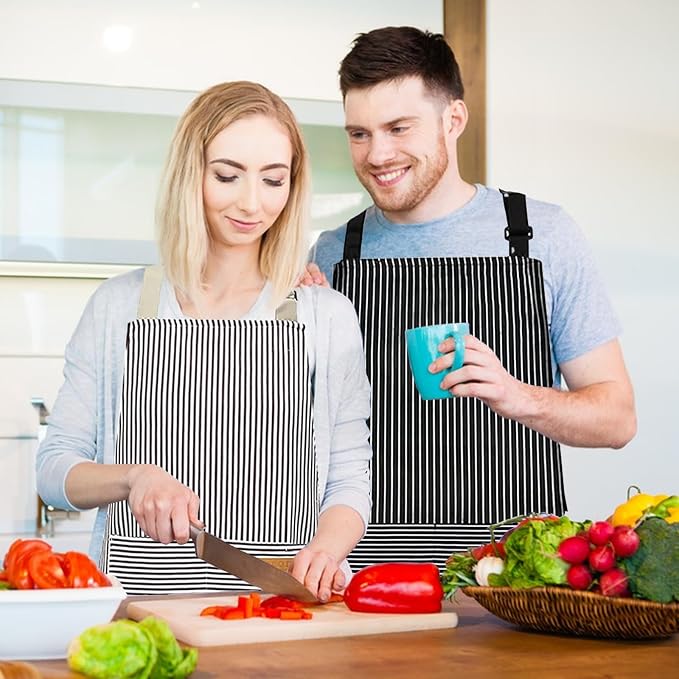 2 Pack Aprons for Women with Pockets, Kitchen Cooking Apron for Men, Adjustable - Image 6