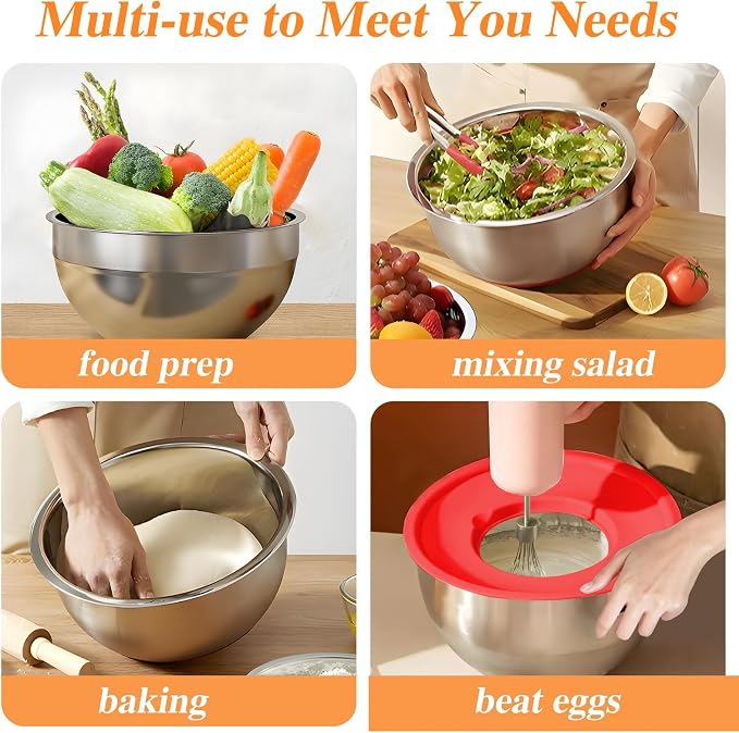 Mixing Bowls with Lids Set, Kitchen Food Organizers Nesting Mixing Bowl - Image 4