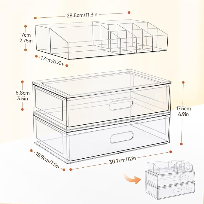 Clear Stackable Makeup Organizer - Image 3