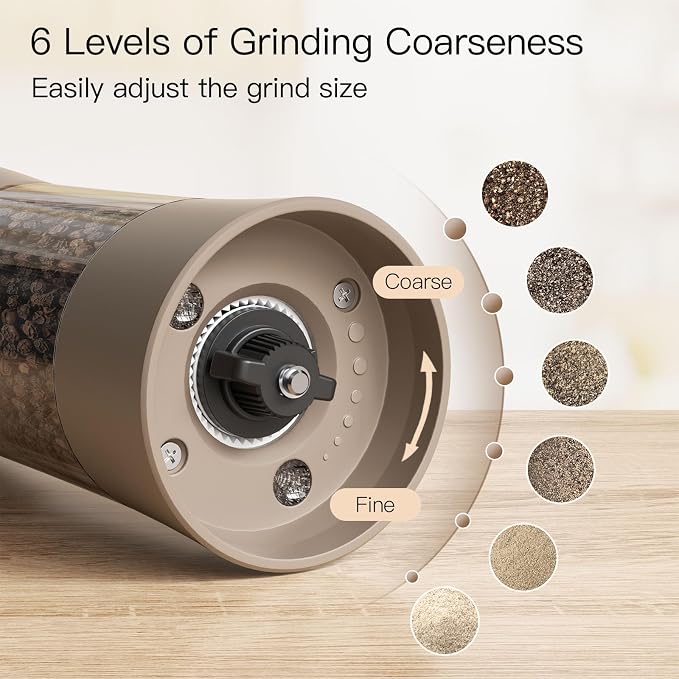 Ultrean Pepper Grinder, Electric Salt and Pepper Grinder Shaker - Image 3