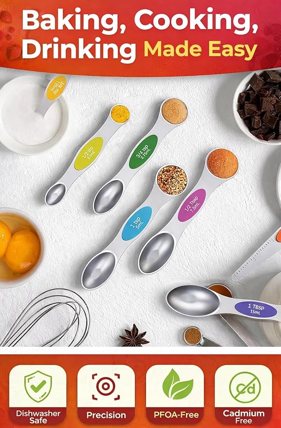 Premium Magnetic Measuring Spoons Set|Strong N52 Magnets|Heavy Duty Stainless - Image 2