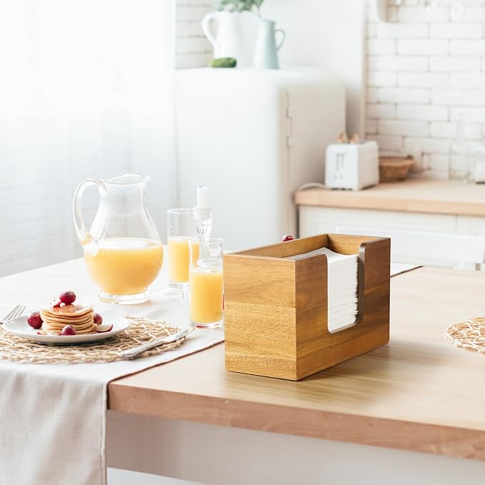 Paper Towel Dispenser Countertop, Acacia Wood Folded Paper Hand Towel Holder - Image 7
