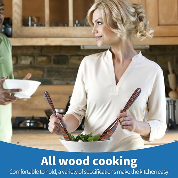 Pakkawood Spurtle Set, Gudamaye 5 Pcs Pakkawood Kitchen Utensils, Wooden Spoons - Image 4