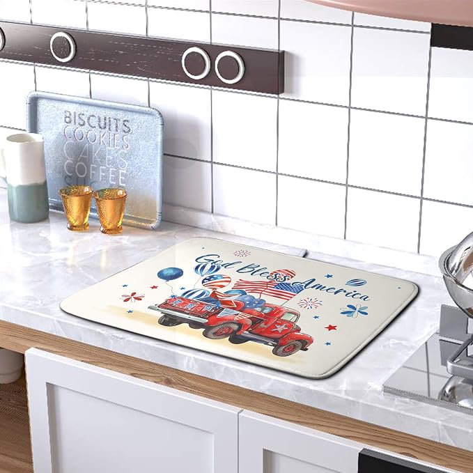 4th of July Drying Mat for Kitchen Counter 18 x 24 Inch US Independence Day - Image 5