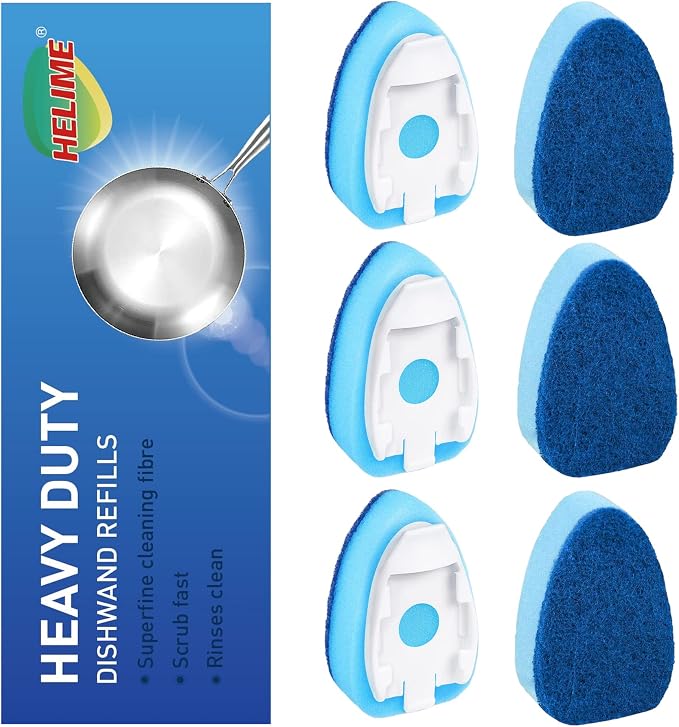 Dishwand Refills Sponges Refill, Dish Wand Replacement Heads, Heavy Duty Scrub by HELIME