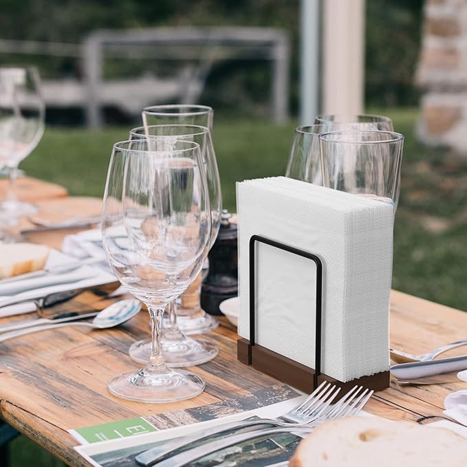 Napkin Holder for Table, Bamboo Iron Standing Napkin Dispenser for Dining Table - Image 4