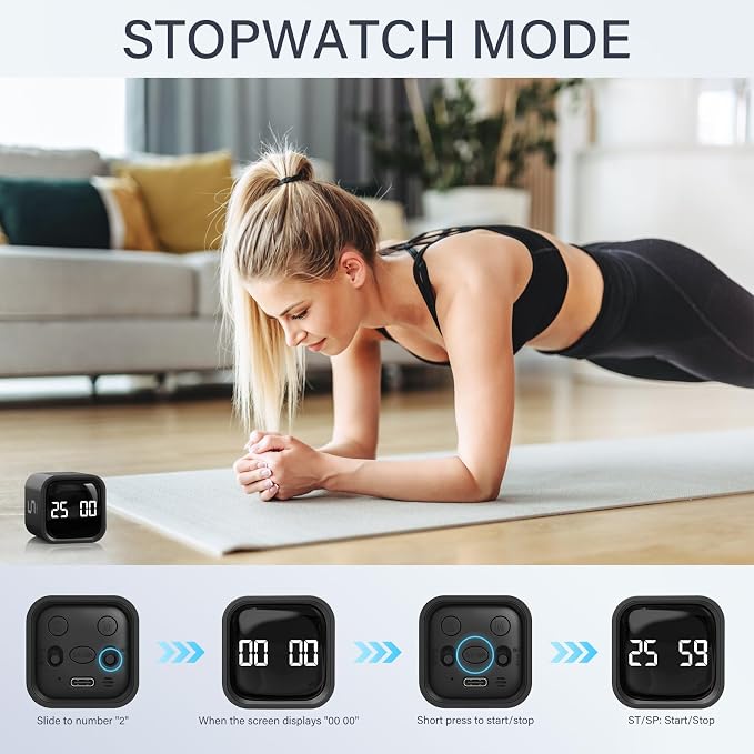 Rotating Pomodoro Timer 5, 10 50 Minutes Preset, Desk Productivity Timer w/Gra - Image 5