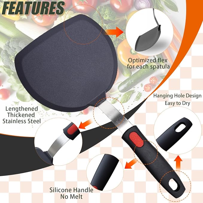 Silicone Spatula Turner Set, 600°F Heat Resistant Spatula - Image 4